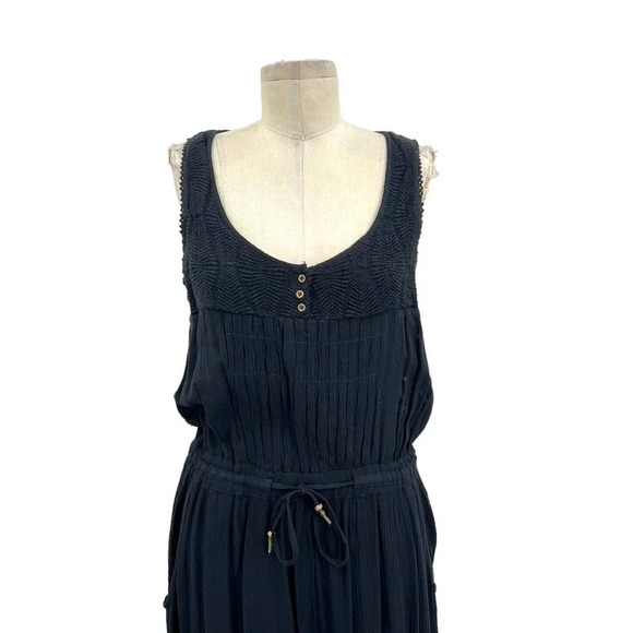 Anthropologie Hei Hei Taj Jumpsuit Sleeveless Open Back Crochet Black Size Small - Picture 3 of 11